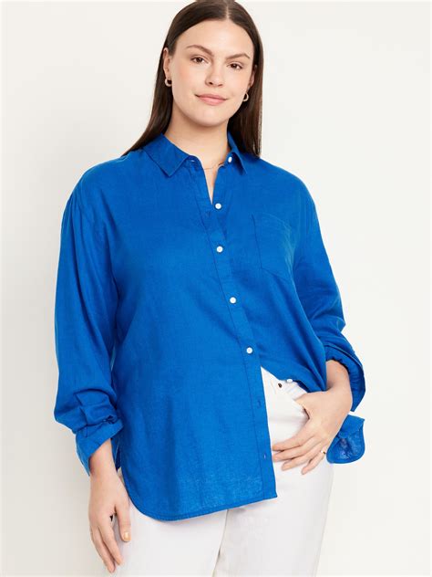 linen blend button down boyfriend shirt.